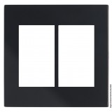 PLACA 4X4 6 MODULOS HORIZONTAL COM SUPORTE - RECTA BLACK SATIN